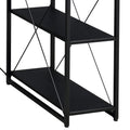 Black Office Desk With Open Shelves And Hutch Black Writting Desk Office Rectangular Shelves Wood Metal Sled