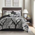 7 Piece Cotton Printed Comforter Set Black King King Black Polyester