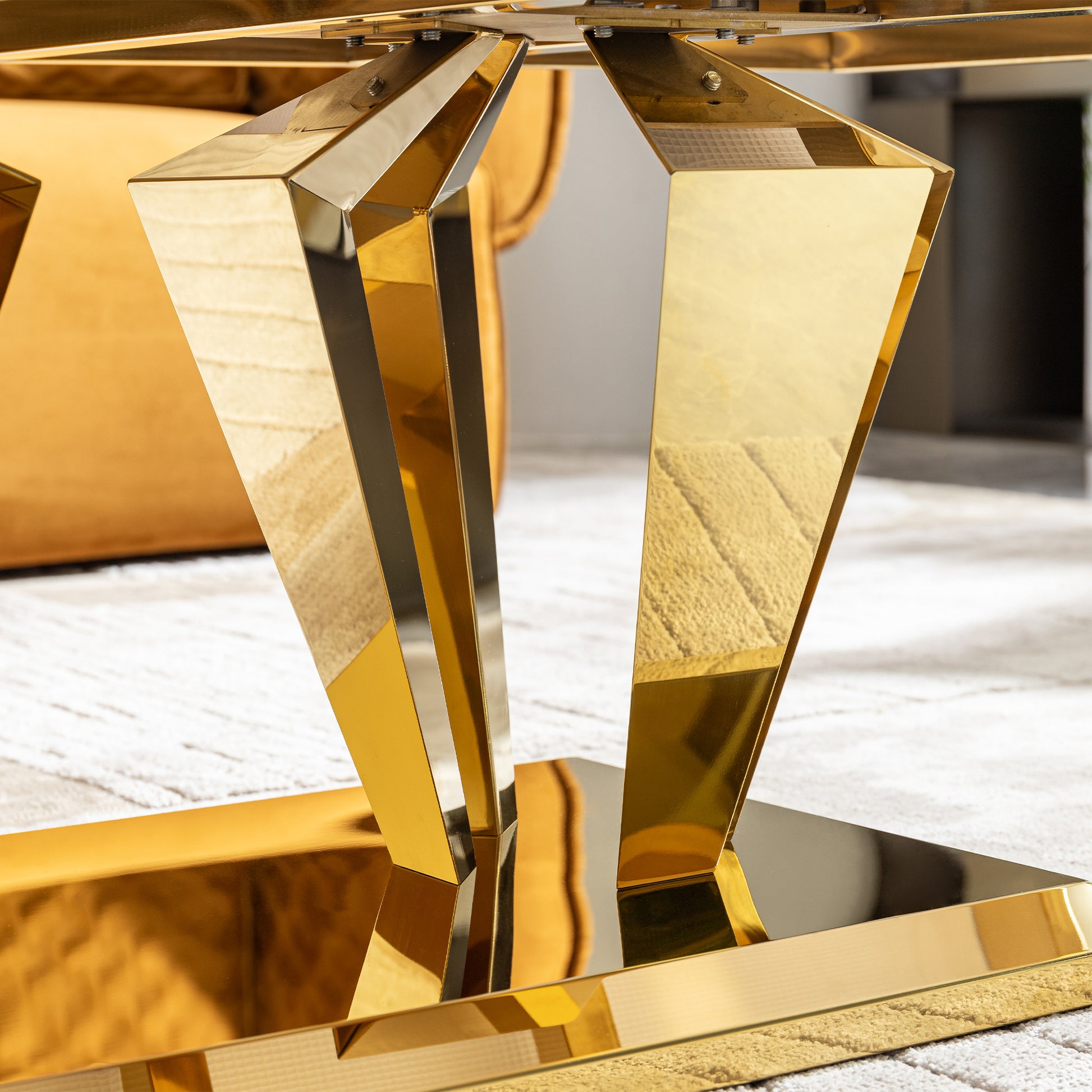 51.18" Modern Rectangular 0.78" Thick Mdf Marble Pattern Top, Coffee Table Stainless Steel Base With Gold Mirror Finish Gold Primary Living Space Modern Coffee & End Tables Rectangular Stainless Steel