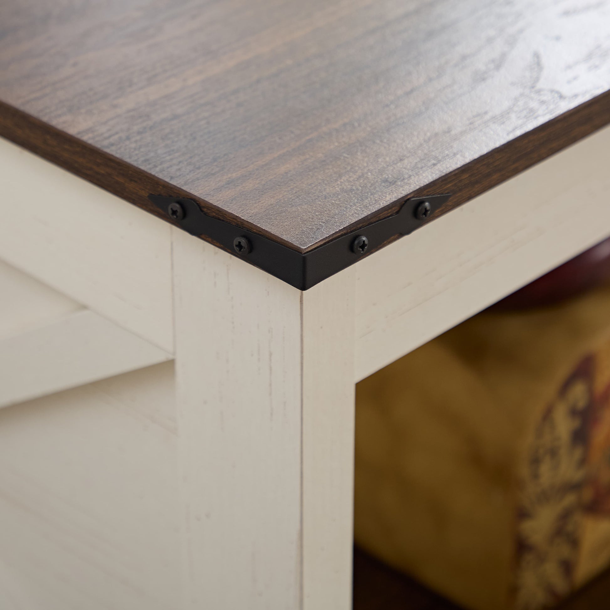 Coffee Table, Farmhouse Coffee Table With Storage Space, Rural Wooden Cocktail Table, Rectangular Coffee Table, Suitable For Living Room, Semi Open Storage Compartment Walnut Mdf