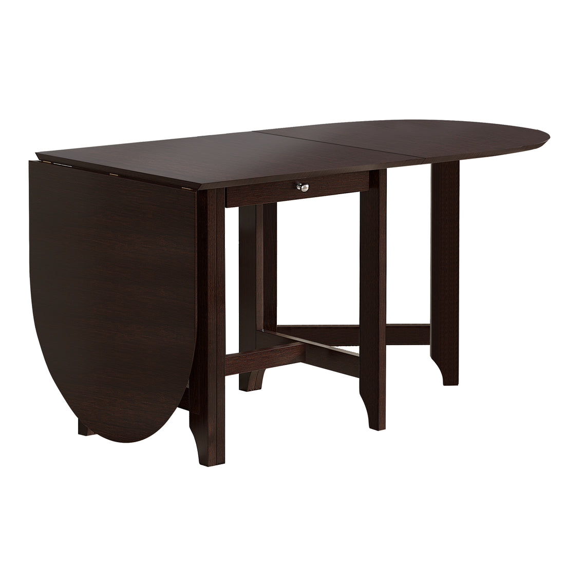 Retro Drop Leaf Table Rubber Wood Dining Table With Spacious Tabletop Small Drawer For Small Space Kitchen Dark Brown Brown Rubber Wood