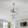 52 Inch 4 Lights Ceiling Fan With 5 Wood Blades, Two Color Fan Blade, Ac Motor, Remote Control, Reversible Airflow, 3 Speed, Adjustable Height, Traditional Ceiling Fan For Home Decorate Silver Silver Traditional Wood Metal