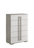 Olivia Contemporary Style 5 Drawer Chest Made With Wood In White White Bedroom Contemporary Solid Wood Mdf Wood