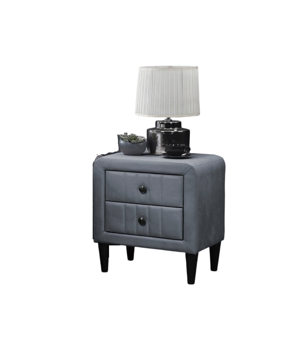 Grey Color Velvet Gorgeous 1Pc Nightstand Bedside Table 2X Drawers Bedroom Furniture Sleek Design Tempered Legs Grey 2 Drawers Bedroom Bedside Cabinet Classic,Contemporary,Glam,Modern Storage Velvet