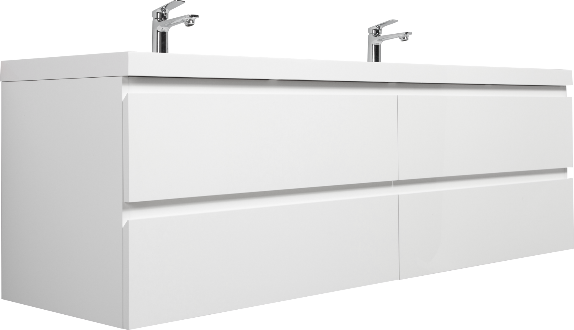 72" Floating Bathroom Vanity With Sink, Modern Wall Mounted Bathroom Storage Vanity Cabinet With 2 Resin Top Basin And 4 Soft Close Drawers, Glossy White 24V11 72Gw 4 White Wall Mounted Mdf