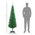 Homcom 6' Artificial Pencil Christmas Tree, Slim Xmas Tree With 390 Realistic Branch Tips And Plastic Stand, Light Green Light Green Plastic