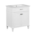 30 Inch Bathroom Vanity With Ceramic Basin, Soft Close Door And Adjustable Shelves White Bathroom Solid Wood Mdf