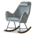 Chelsea Grey Velvet Rocking Chair Solid Light Gray Bedroom Foam Wipe Clean Mid Century Modern Rocking Chairs Foam Velvet