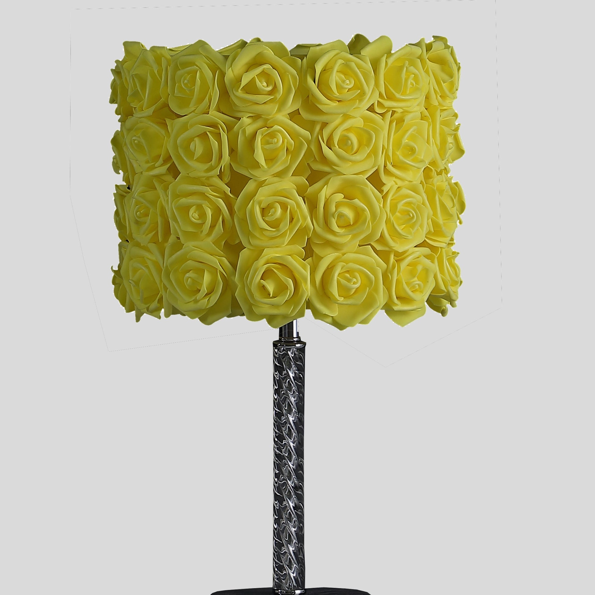 18.25" Yellow Roses In Bloom Acrylic Metal Table Lamp Multicolor Metal