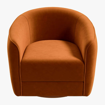 Elise Mid Century Modern Burnt Orange Velvet Swivel Chair Burnt Orange Mid Century Modern Foam Velvet