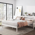 Queen Bed Frames With Headboard, Solid Wooden Platform Bed With Corner, Modern Low Profile Bed Frame, No Box Spring Needed, White Queen White Wood