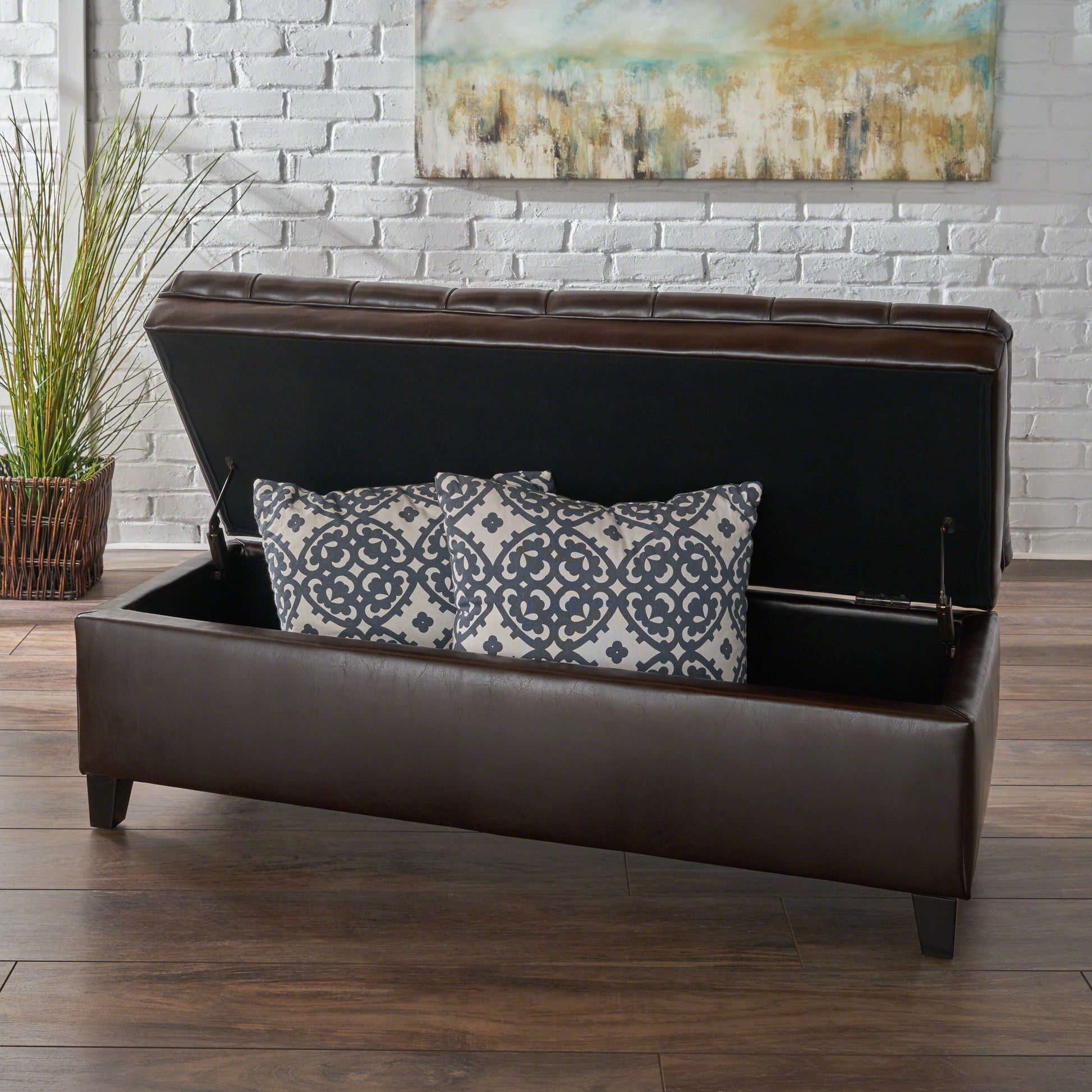 Juliana Storage Ottoman Brown Pu