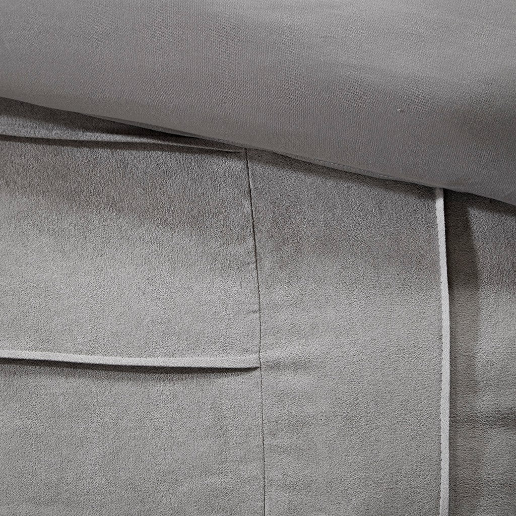 7 Piece Faux Suede Comforter Set Grey King King Grey Polyester