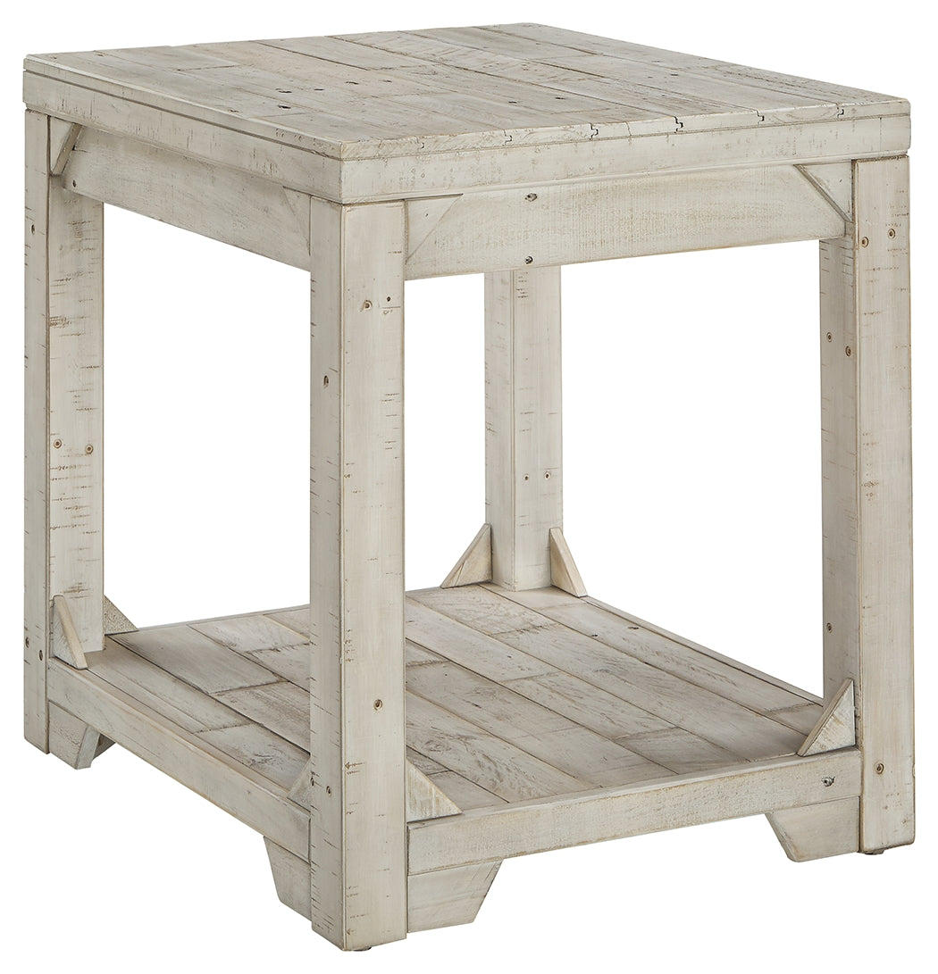 Farmhouse Style Wooden End Table With Plank Design Open Shelf, White White Wood