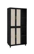 4 Door Cabinet With 4 Shelves With 4 Adjustable Inner Shelves, Storage Cabinet Black Mdf