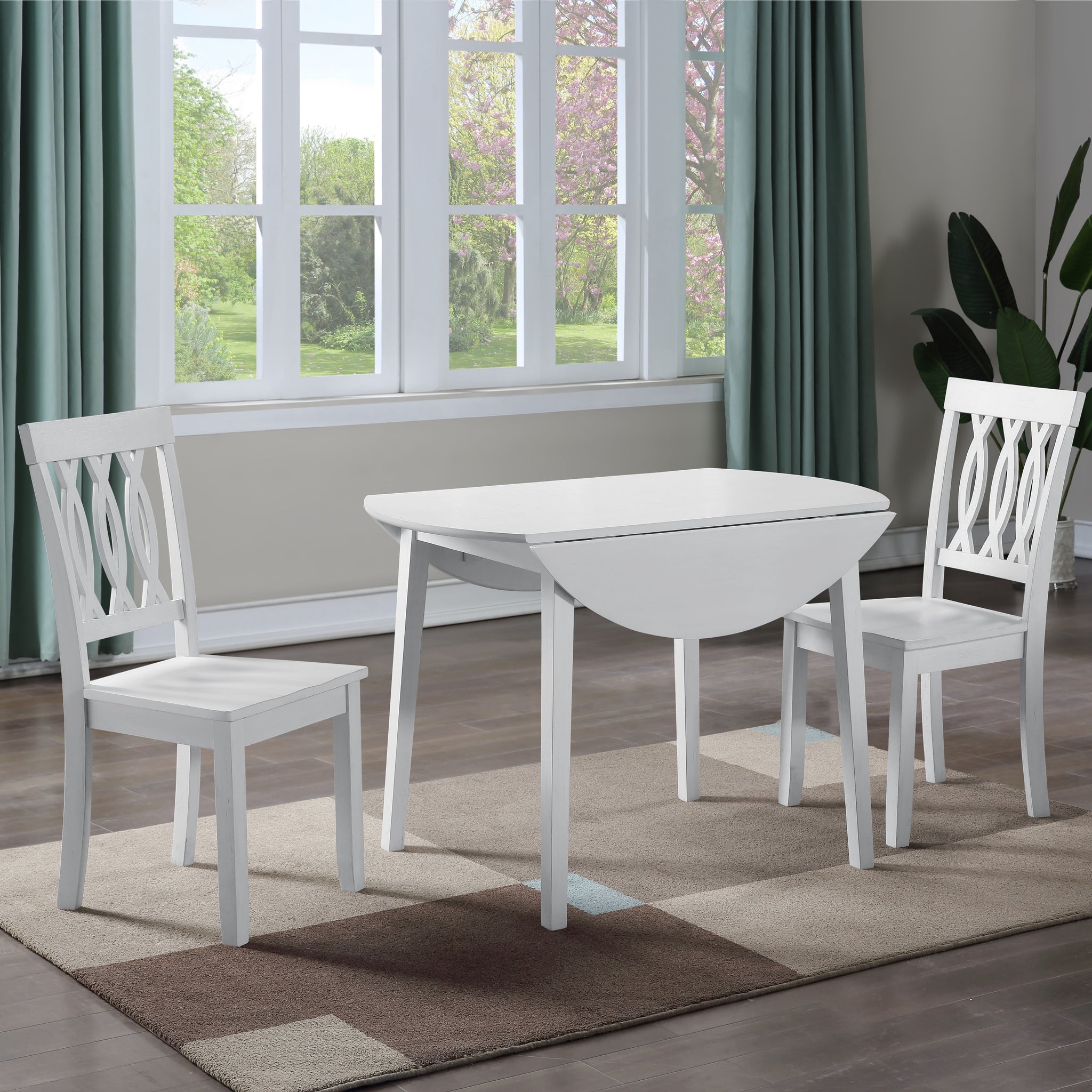 Naples 5 Piece Drop Leaf Dining Set White White Wood