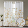 Burnout Printed Curtain Panel Only 1 Pc Panel Ivory Gold Polyester