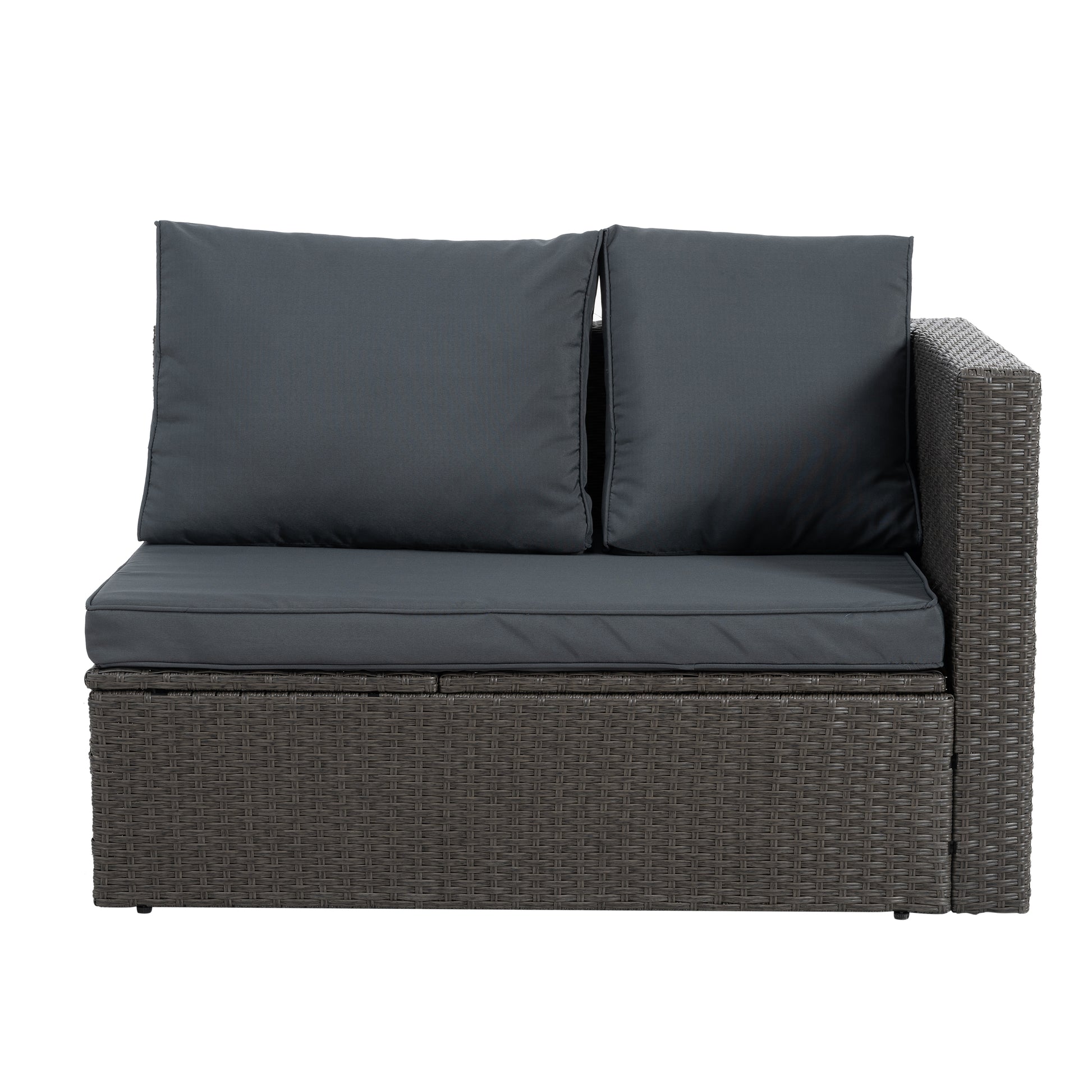 Patio Furniture, Outdoor Furniture, Seasonal Pe Wicker Furniture,7 Pcs Set Wicker Furniture With Lounger Sofa Yes Dark Gray Seats 6 Pe Rattan Iron Waterproof Fabric