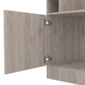 Syrah Corner Bar Cabinet, Eight Bottle Cubbies, Double Door, Two Open Shelves Light Gray Light Gray Particle Board