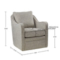 Brianne Wide Seat Swivel Arm Chair Grey Solid Wood