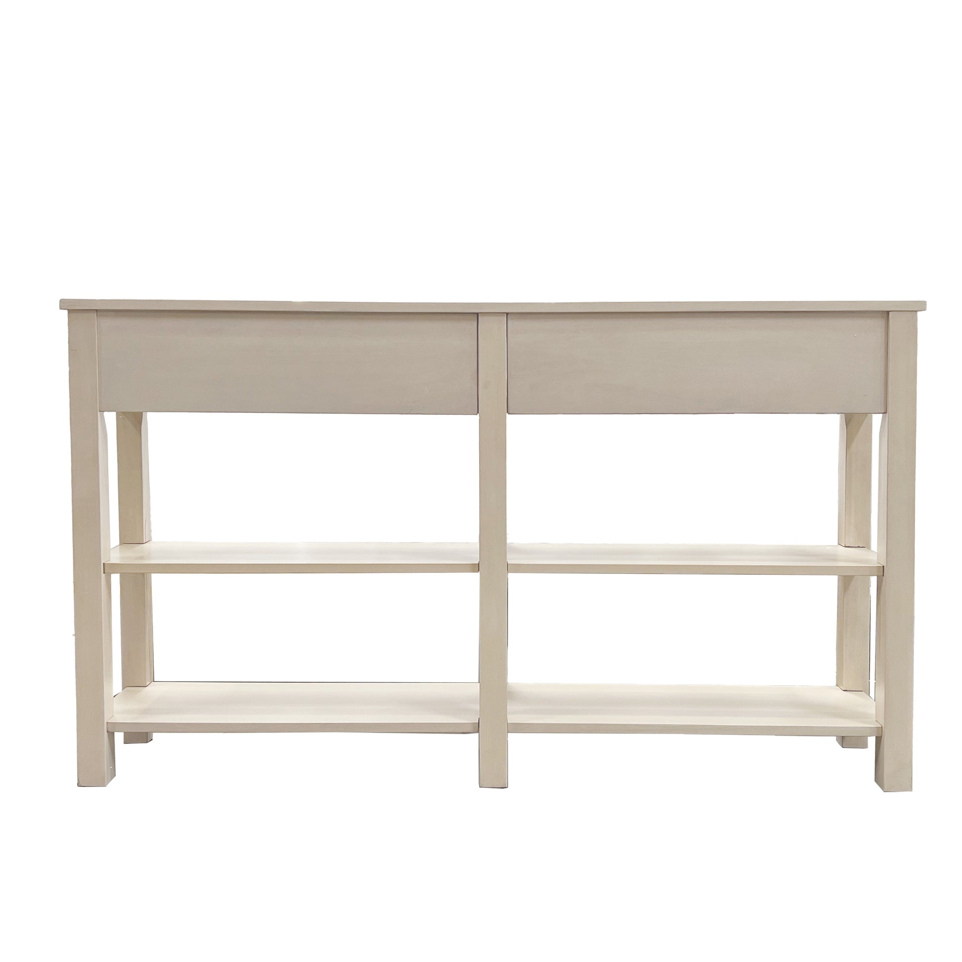 Cream 4 Drawer Console Table With 2 Shelf Cream Primary Living Space Transitional Drawers Rectangular Mdf