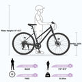 7 Speed Hybrid Bike Disc Brake 700C Road Bike For Men Women'S City Bicycle Cycling Light Purple Garden & Outdoor Carbon Steel