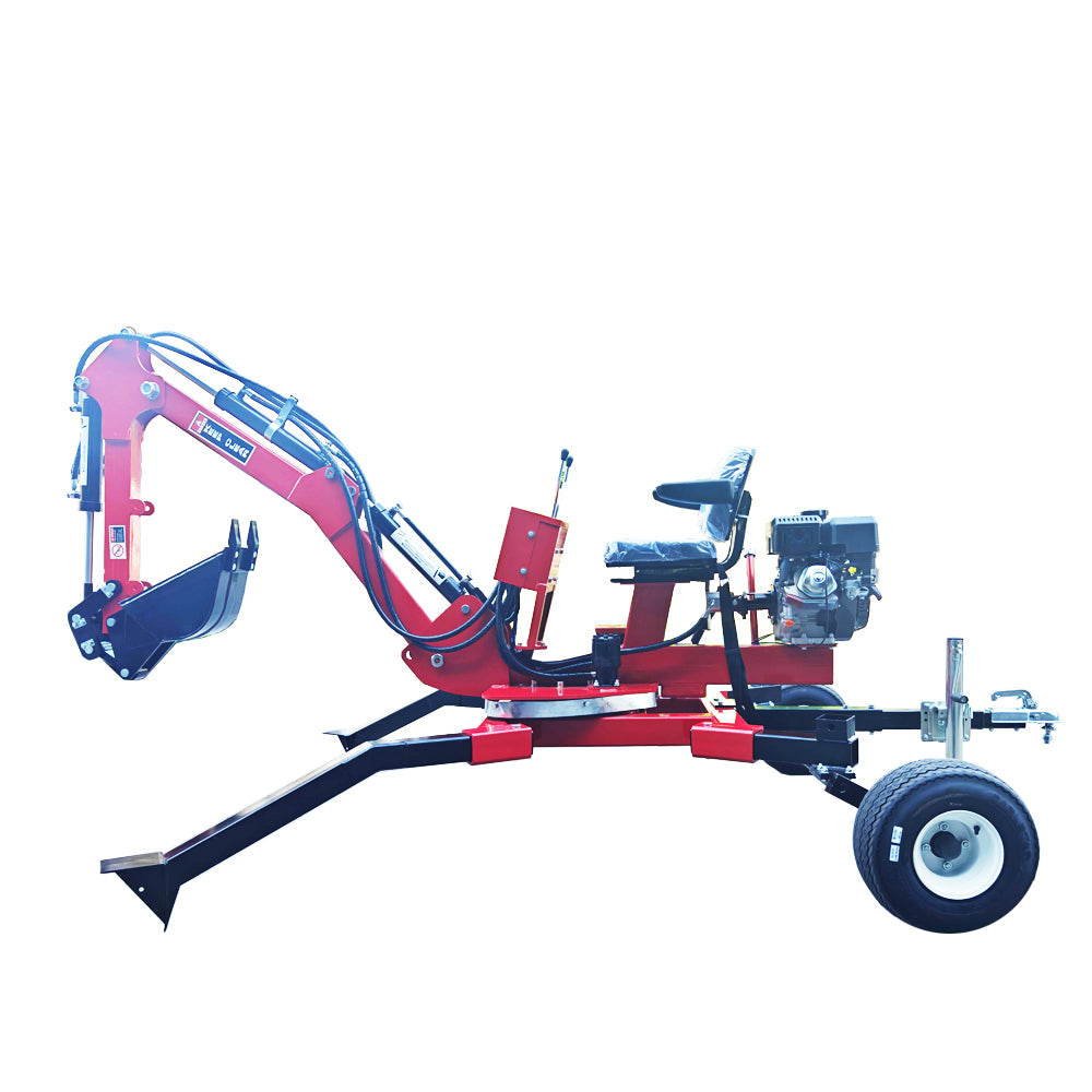 For Garden, Farms, Parks, Roads Ideal For Atv Excavator Mini Towable Backhoe Small Backhoe Excavatortrench 0.016 Cbm Bucket A Power Of 15Hp Black Red Metal