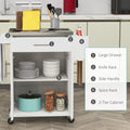 Homcom Kitchen Island On Wheels, Rolling Kitchen Cart With Stainless Steel Countertop, Drawer, Towel Rack And Spice Rack, Utility Storage Trolley, Cream White Cream White Mdf