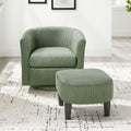 Swivel Accent Chair 360 Comfy Recliner Corduroy Arm Chair Single Sofa With Ottoman For Living Room Bedroom Green Fabric