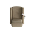 The Sandy Recliner Chair Tan Polyester Power Remote Wood Soft Cushion Back Push Button Fiber Foam Pads Polyester