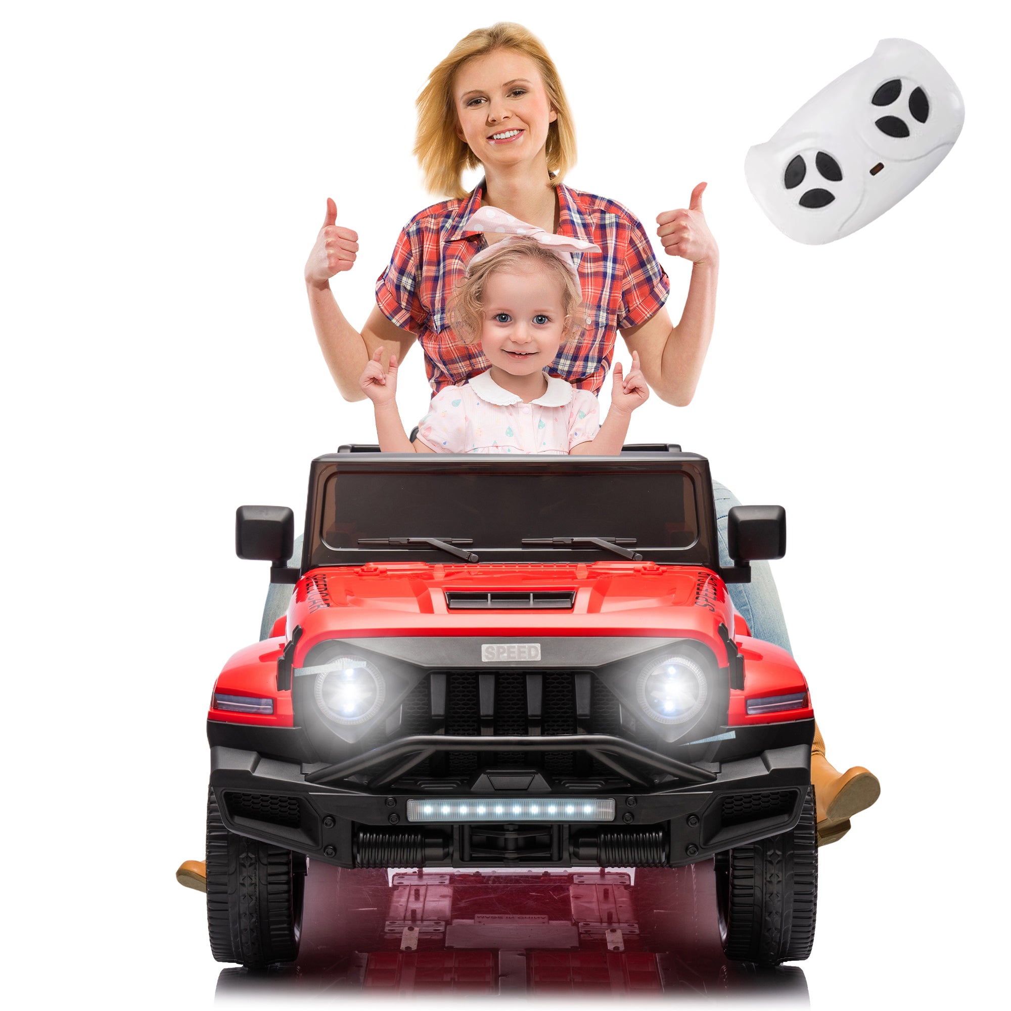 24V Ride On Car For Kids Battery Powered Ride On 4Wd Toys With Remote Control,Parents Can Assist In Driving,Music And Lights,Five Point Safety Belt,Rocking Chair Mode For Back And Forth Swinging Red Polyethylene