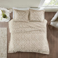 3 Piece Tufted Cotton Bedspread Set Taupe Full Queen Taupe Cotton