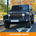 Front Matte Black Grille For Jeep Wrangler Jk 2007 2017 With Led Lights Black Abs