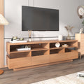 Modern Tv With 4 Drawers& 2 Open Cabinets, Media Console Table For Tvs Up To 75'', Entertainment Center With Acrylic Transparent Storage Space For Living Room, Bedroom, Home Theatre Wood Red Primary Living Space 70 Inches 60 69 Inches 70 Inches Particle