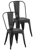 2Pc Modern Matte Black Finish Metal Dining Room Kitchen Bar Chairs Contemporary Aesthetic 18 Inch Seat Height Standard Dining Matte Black Dining Room Wipe Clean Square Contemporary,Industrial,Modern