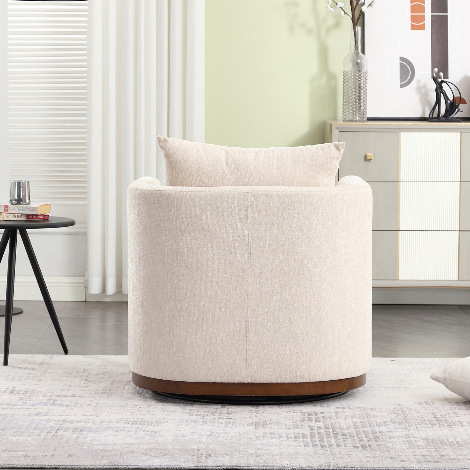 Coolmore Swivel Barrel Chair, Comfy Round Accent Sofa Chair For Living Room, 360 Degree Swivel Barrel Club Chair, Leisure Arm Chair For Nursery, Hotel, Bedroom, Office, Lounge Beige Chenille Beige Primary Living Space Foam Chenille