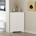 Floor Corner Cabinet With 2 Doors And Adjustable Shelves, Freestanding Narrow Cabinet Organizer, Corner Storage Cabinets For Bathroom, Kitchen, Living Room, Or Bedroom, White White 1 Mdf