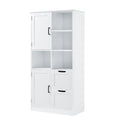 Bathroom Storage Cabinet With Doors And Drawers, Multiple Storage Space, Freestanding Style, Open Shelve, Adjustable Shelf, White White Mdf