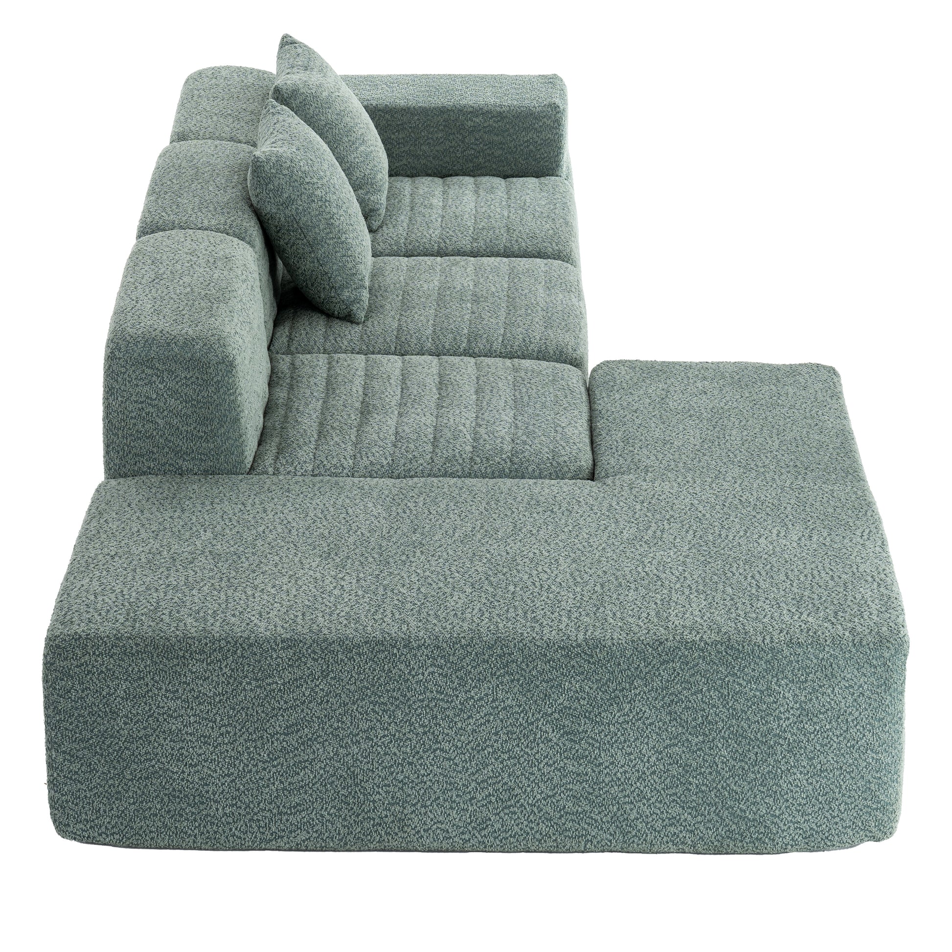 116.5" Sectional Sofa Full Compressed Sofa Couch Free Combined Sofa For Living Room, Green Green Foam Polyester 4 Seat