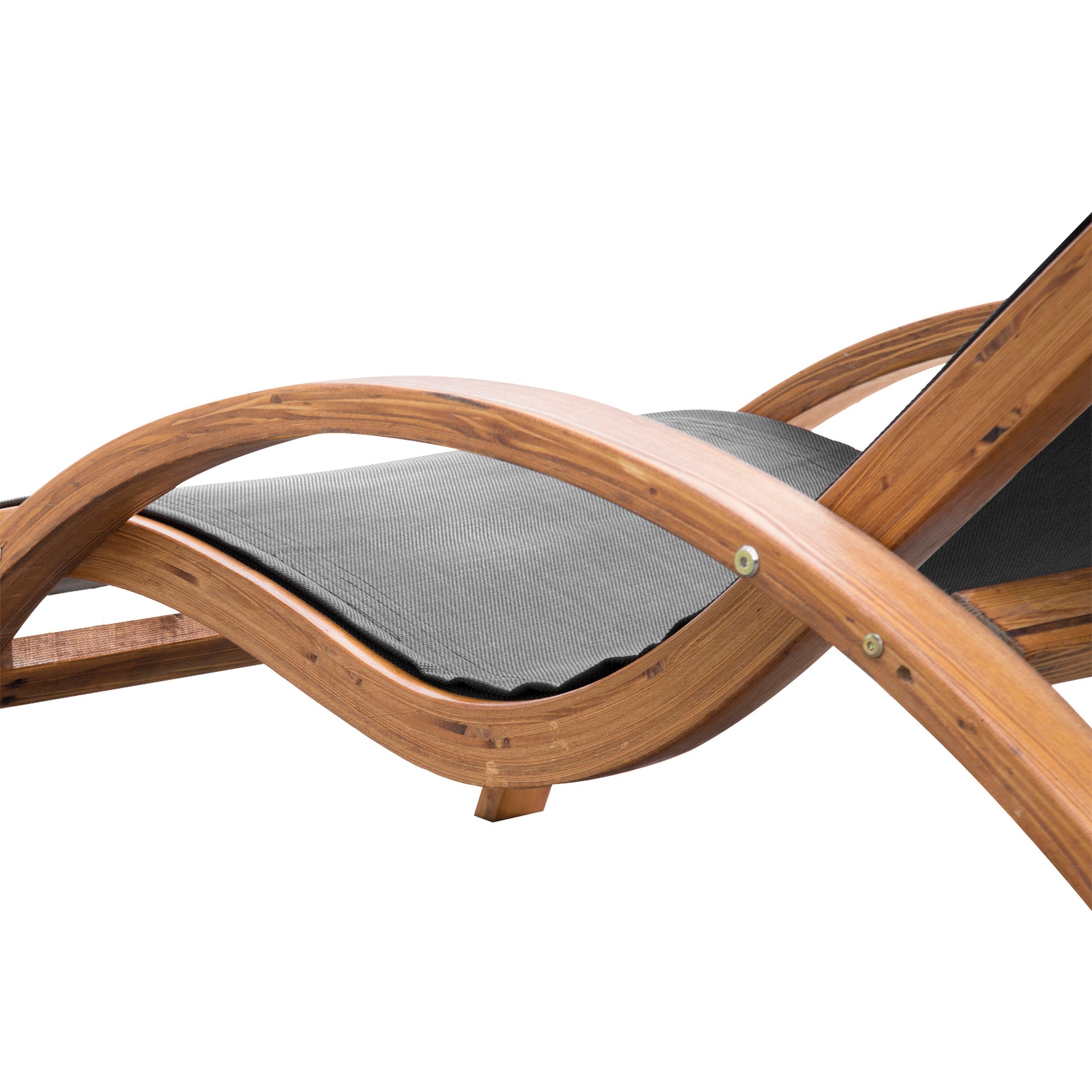 Outsunny Outdoor Chaise Wood Lounge Chair With Pillow, Armrests,Sling Mesh And Comfortable Curved Design For Patio, Deck, And Poolside Black Pine