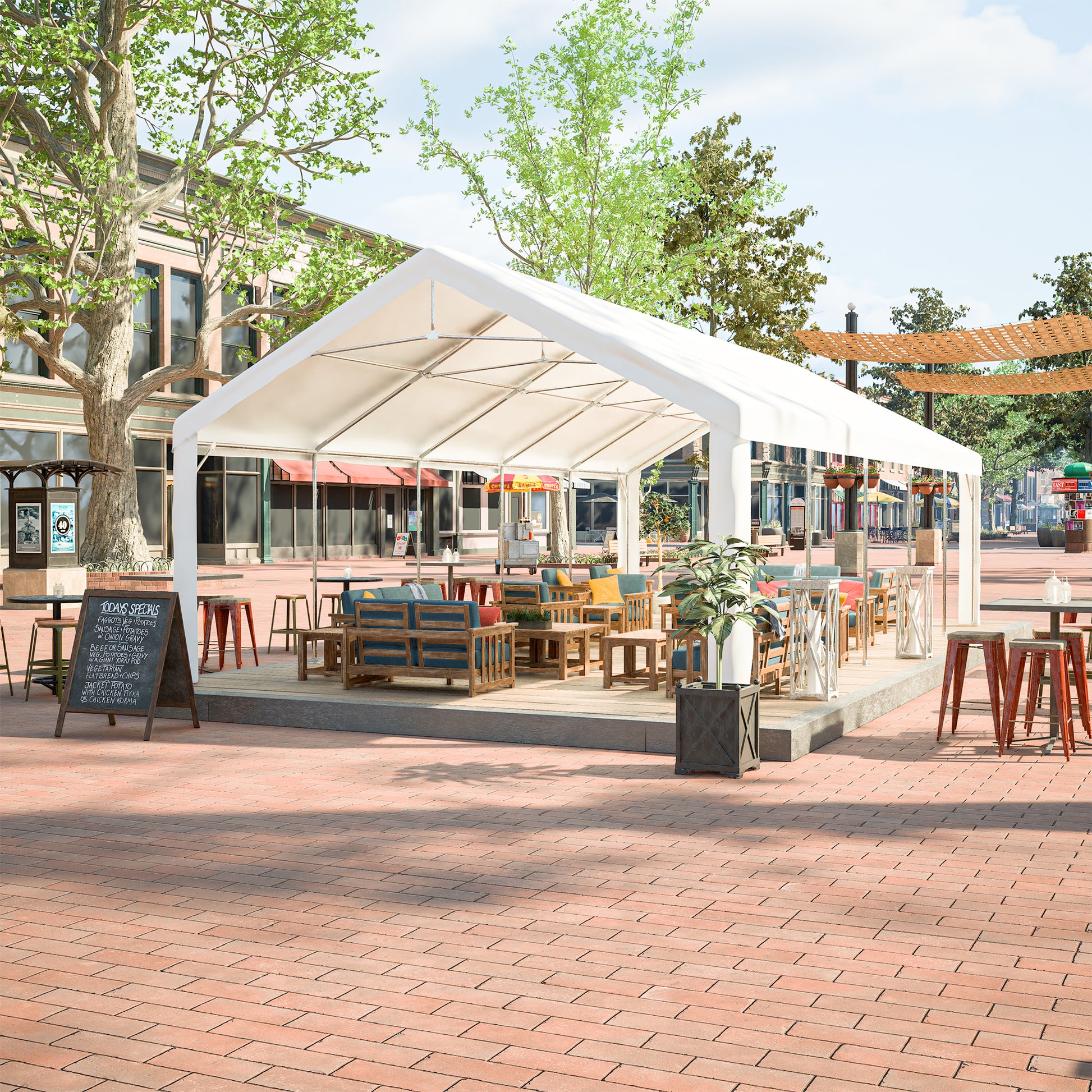 16X32Ft Party Tent Heavy Duty, Large Wedding Event Shelters With 3 Storage Bags & Removable Sidewalls, Outdoor Canopy Gazebo Commercial Tents For Parties Carport Camping Garden Patio White Metal