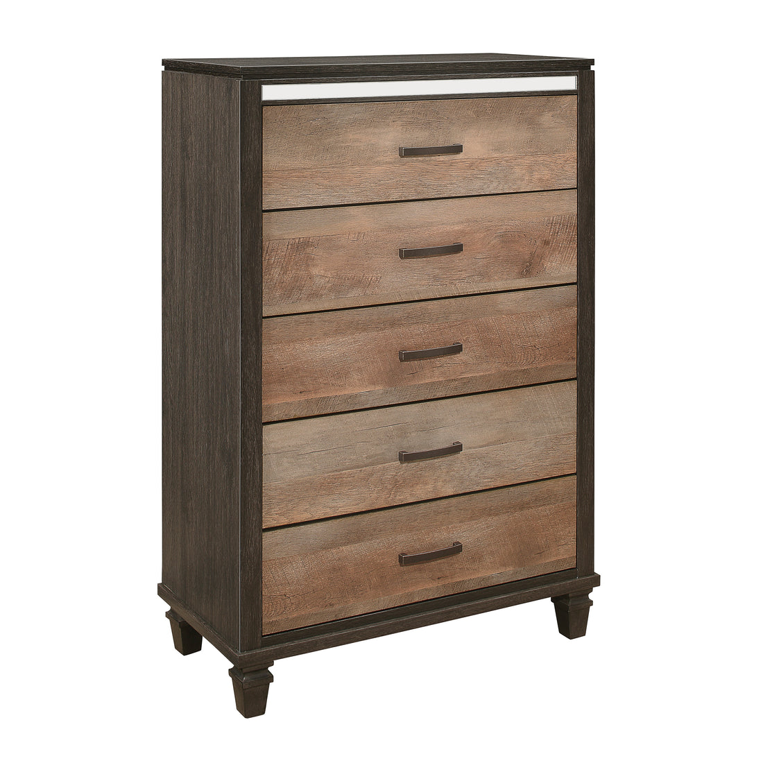 Modern Rustic Style 1Pc Chest Of 5X Drawers 2 Tone Finish Wooden Bedroom Furniture Brown Bedroom Wood