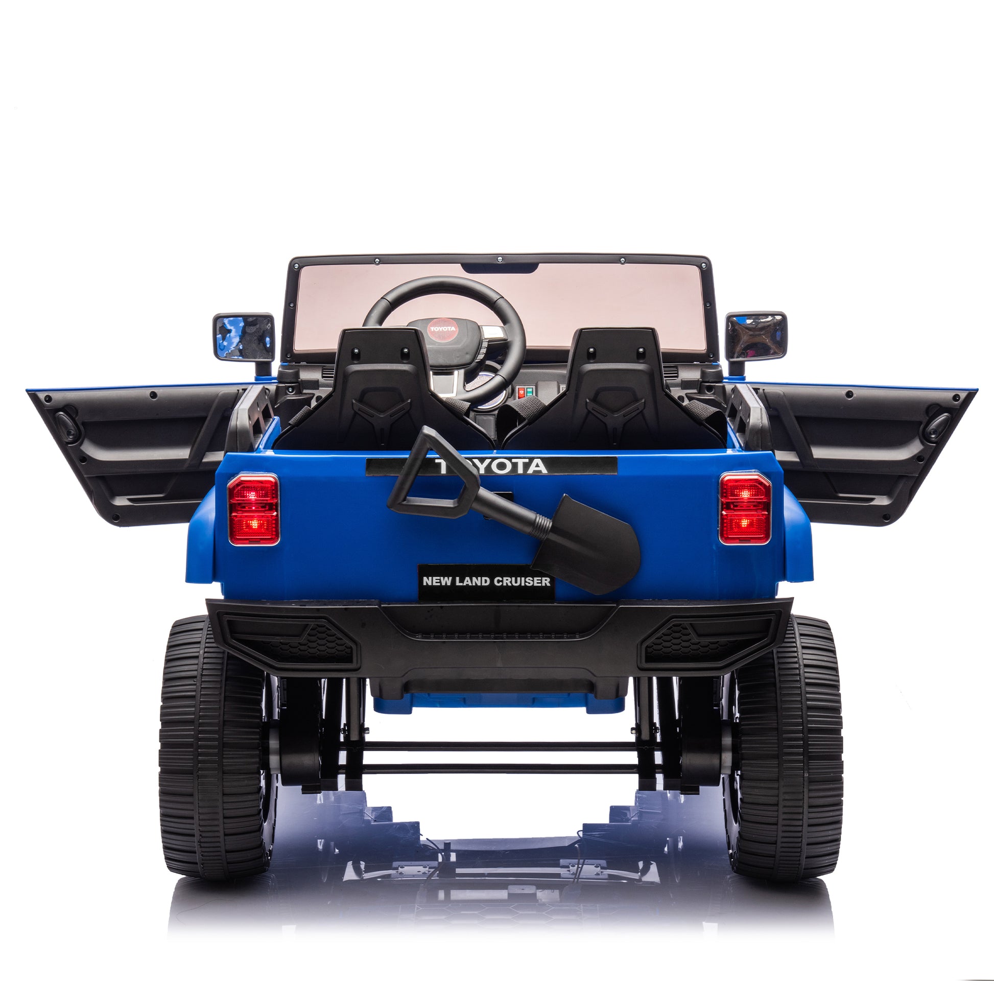 24V Two Seater Kids Ride On Car W Parents Remote Control, Licensed Toyota Lc250,220W Motors,With Shovel,Three Point Seat Belt,Slow Start,Speed Adjustment,Bluetooth,Music For Kids Aged 3 . Blue 100 149 Lbs Polypropylene