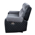 Alicia Grey Black Reclining Sofa Gray Fabric 3 Seat
