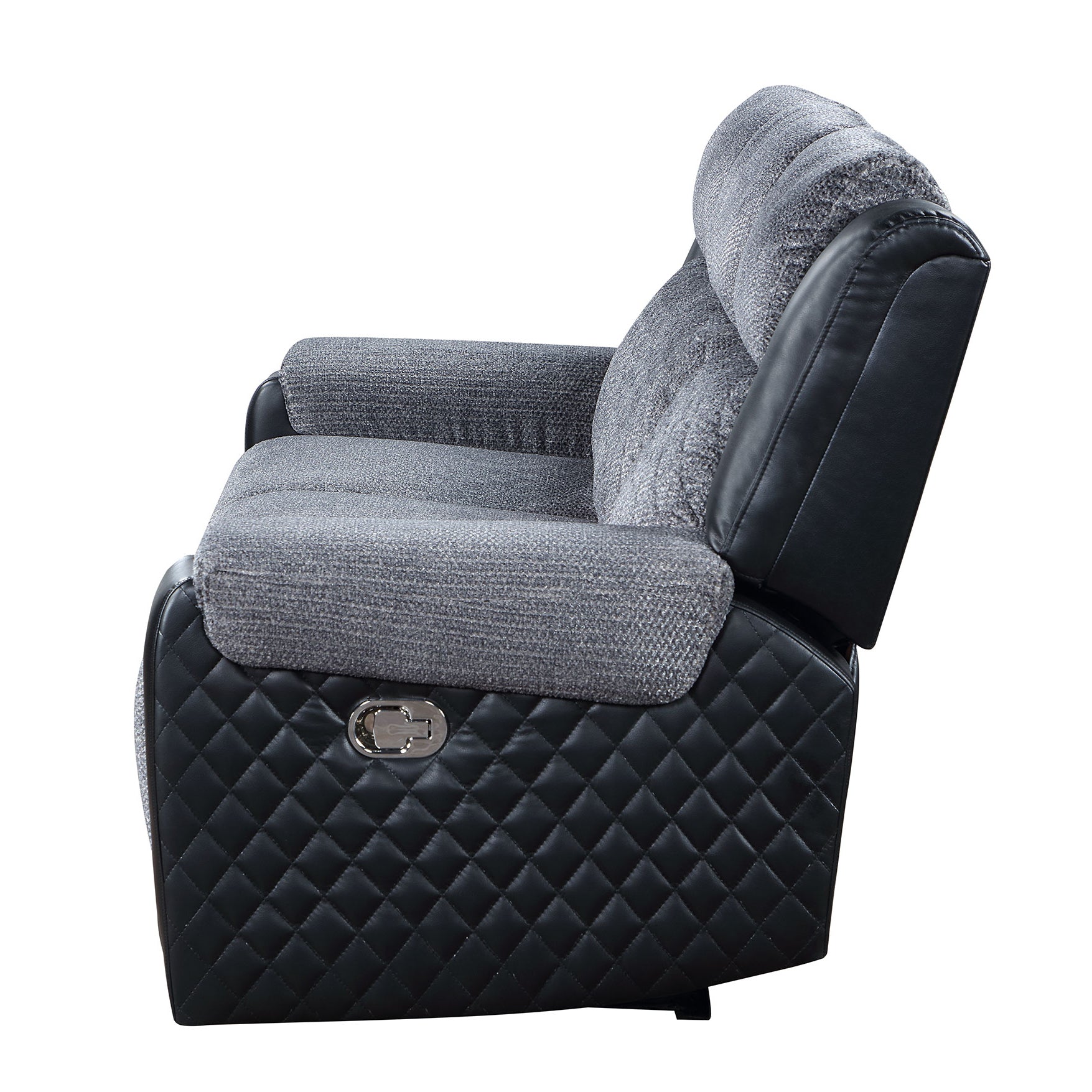 Alicia Grey Black Reclining Sofa Gray Fabric 3 Seat