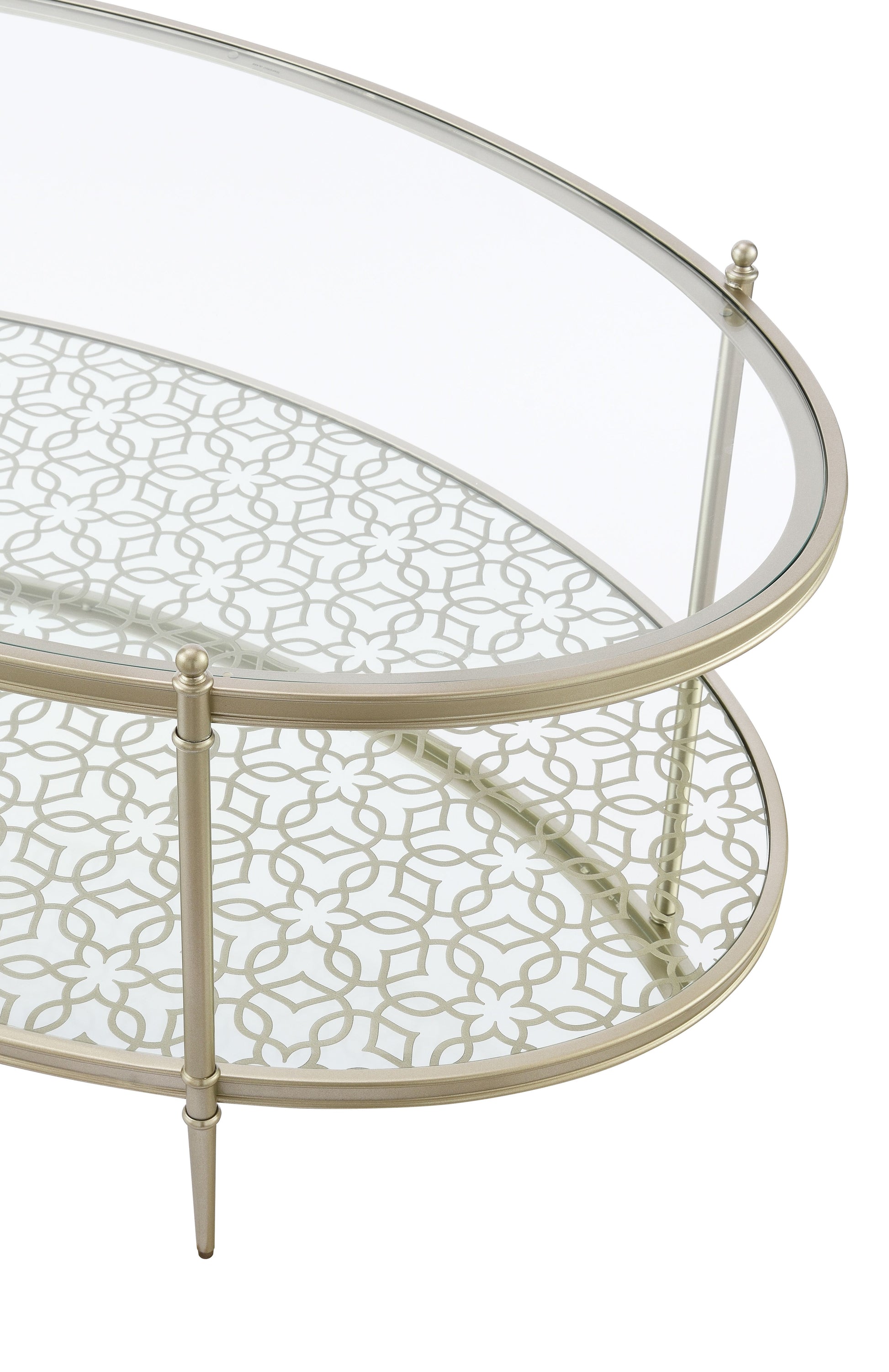 Zaba Coffee Table, Glass Top & Champagne Finish Lv02755 Champagne Glass Metal