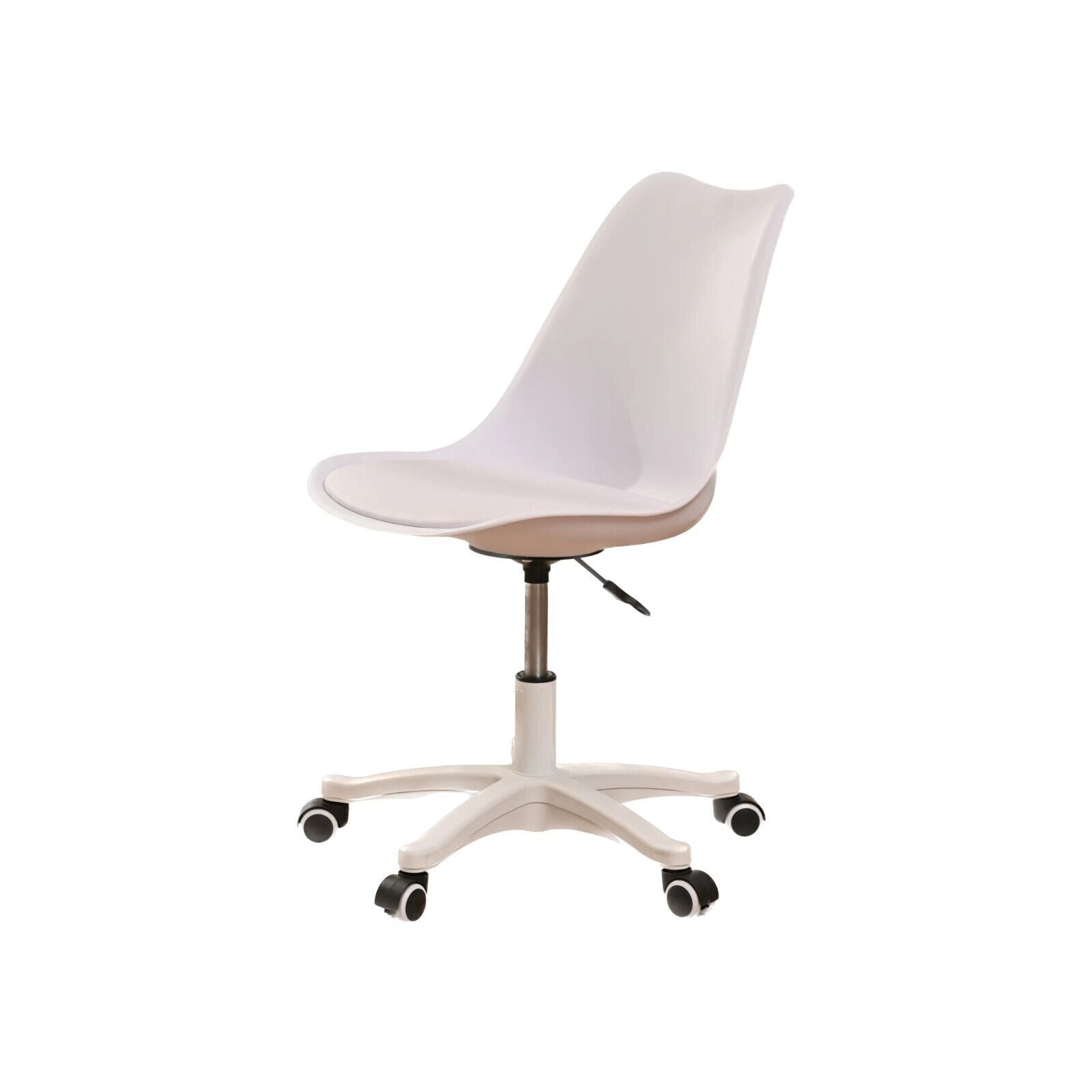 Armless Office Chair,Ergonomic Small Computer Desk Chair With Wheels,Adjustable Rolling Chair, Support Swivel Task Chair For Small Spaces Living Room,Bedroom White White Pu Office Rectangular Modern Handle Solid Back Polypropylene