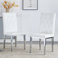 2 Piece Dining Chairs.White Armless Dining Chairs Brings A Touch Of Fresh And Bright Ambiance To The Dining Area, Seamlessly Blending With Modern Minimalist Or Nordic Decor Styles. White Pu