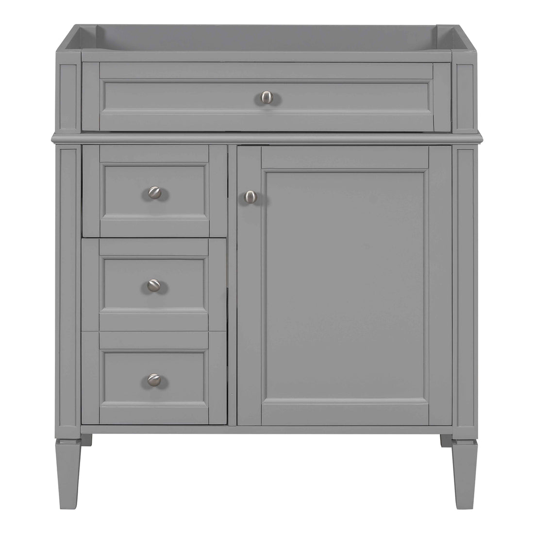 30'' Bathroom Vanity With Top Sink, Modern Bathroom Storage Cabinet With 2 Drawers And A Tip Out Drawer, Single Sink Bathroom Vanity Grey Bathroom Mdf