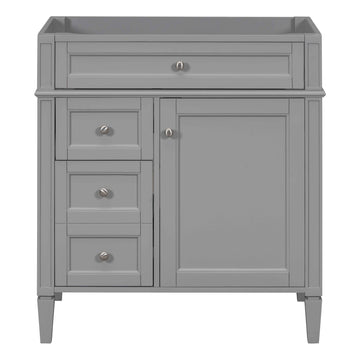 30'' Bathroom Vanity With Top Sink, Modern Bathroom Storage Cabinet With 2 Drawers And A Tip Out Drawer, Single Sink Bathroom Vanity Grey Bathroom Mdf